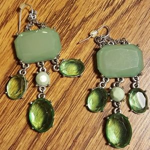 GREEN FUNKY STYLE PLASTIC/CRYSTAL EARRINGS